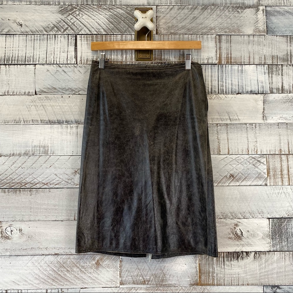Jean Paul Gaultier black leather skirt. Size 6
